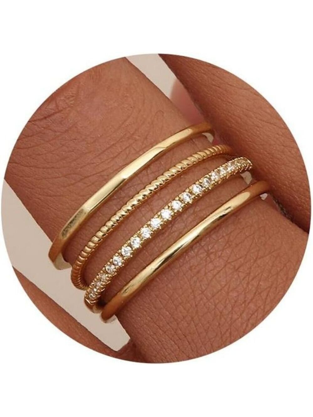 Gold Stackable Rings Set Thin Dainty Non Tarnish CZ Band Rings Women Size 5 10